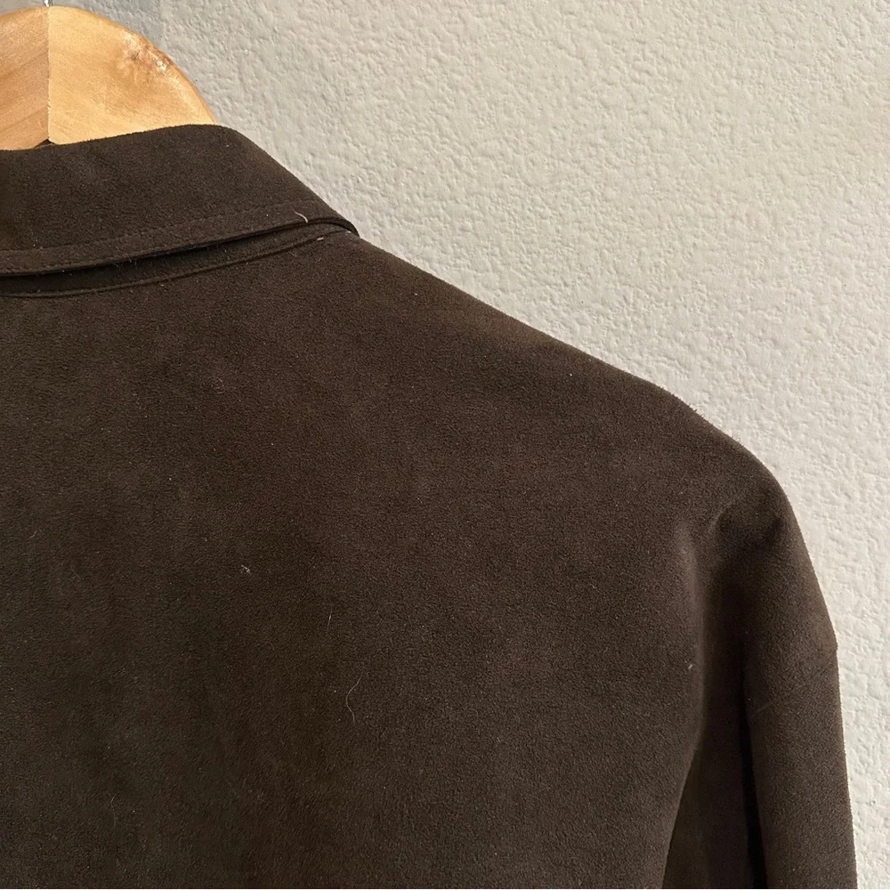 Vintage Halston Chocolate Brown Wool Duster Coat 1970s Union Made USA Minimalist - Picture 8 of 13